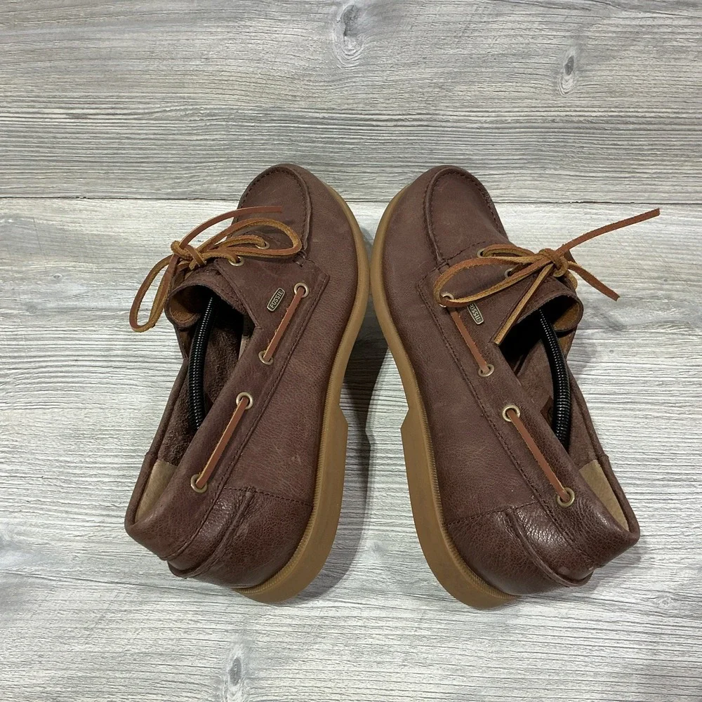 Fossil Men's Authentic Original Brown Leather Casual Boat Dock Shoes Size 13 M